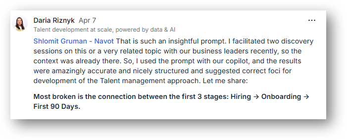 Daria Riznyk on using a Practi prompt with copilot for talent management discovery sessions